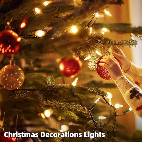 Wabarle Warm White Christmas Lights 100 Count Incandescent String 21ft Connectable Indoor Outdoor UL Certified
