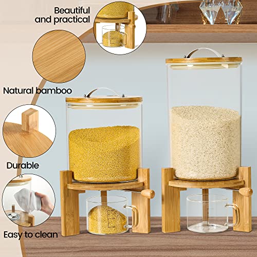 5L Rice Dispenser with Airtight Lid & Wooden Stand - Food Storage Container