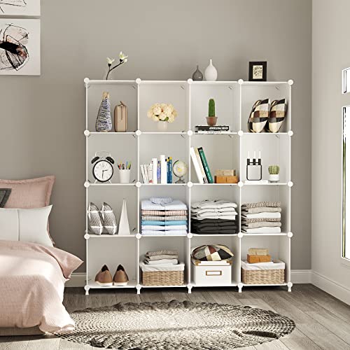 AWTATOS White Cube Storage Organizer - 16 Cubes Modular Closet Shelves