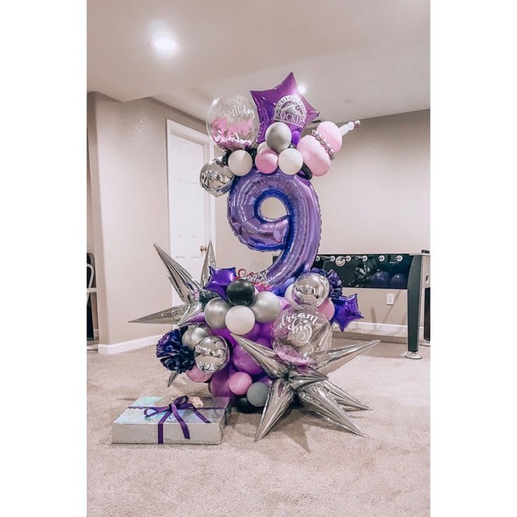 Purple Number 21 Balloon 40 Inch, 21st Birthday Party Decorations for Children, Giant 21 Foil Balloon for Party Supplies