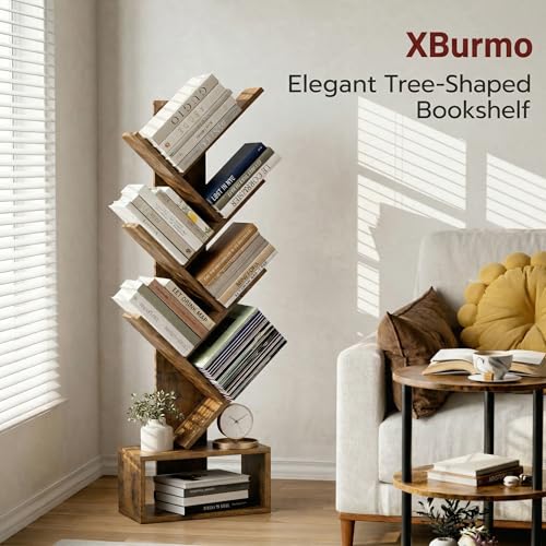 6 Tier Tree Book shelf - Small Bookcase and Bookshelf for Spaces,