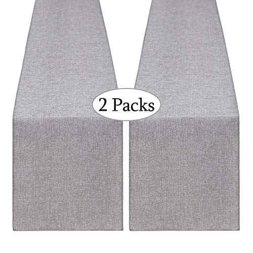 B-COOL 2 Packs Burlap Table Runners Natural Gray Table Runner for Party Dining Rustic Wedding Rectangular Fall Thanksgiving Table Decoration 12x84inch