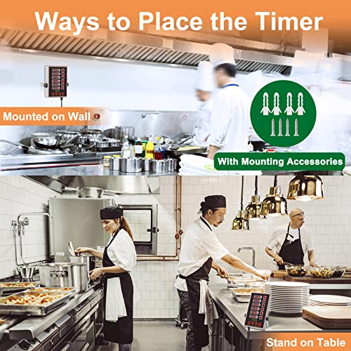 YOOYIST Black 6-Channel Commercial Kitchen Timer with Loud Alarm
