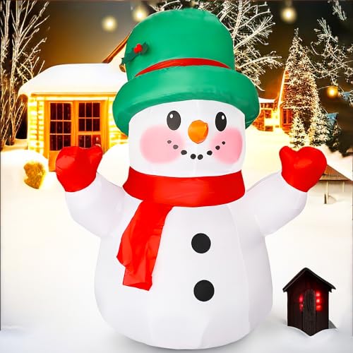 4ft Inflatable Christmas Snowman Outdoor Decoration with LED Light | Yard & Garden Holiday Decor
