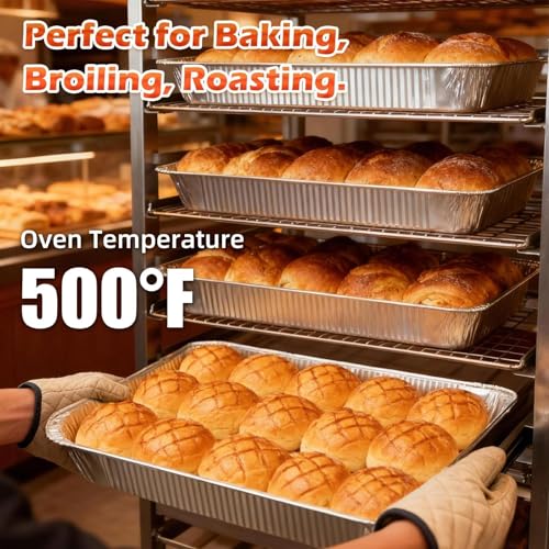 Benestanti 20 Pack Full Size Aluminum Steam Table Pans - Heavy Duty Disposable Roasting & Baking Trays for Catering