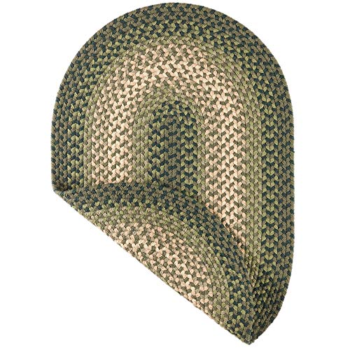 Super Area Rugs Braided Rug Pinecrest Indoor/Outdoor Braided Carpet for High Traffic Kitchen, Green Multi, 2' x 3' Oval