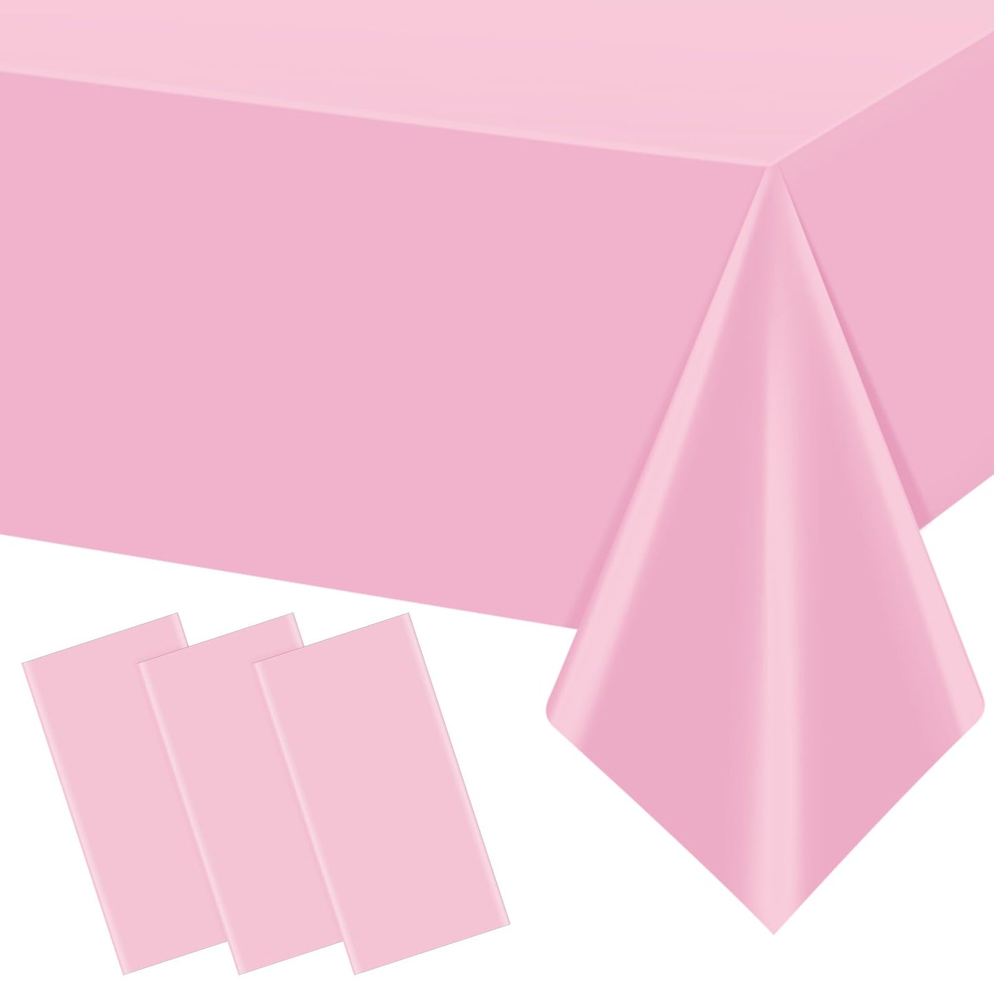 YIDAKO 12Pcs Light Pink Tablecloth,Disposable Plastic Tablecloths,Waterproof Pink Rectangle Table Cover for Graduation Birthdays Weddings Anniversary Party Decorations,54 x 108 Inch