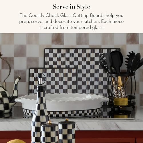 Cutting Boards Set - Black and White Courtly Check Tempered Glass with Variation of THIS listing