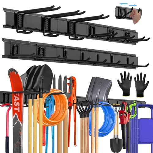 Black 96-Inch Heavy-Duty Metal Garage Tool Organizer Wall Mount – Supports 960 lbs
