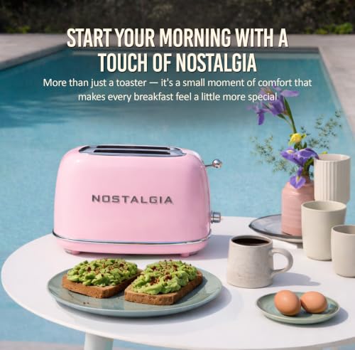 Nostalgia Pink 2-Slice Retro Toaster with Wide Slots & Crumb Tray