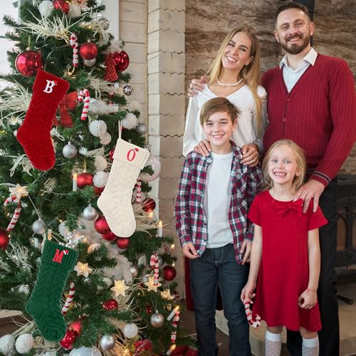 Initial Christmas Stockings,Monogram Letter Stocking Knit Family