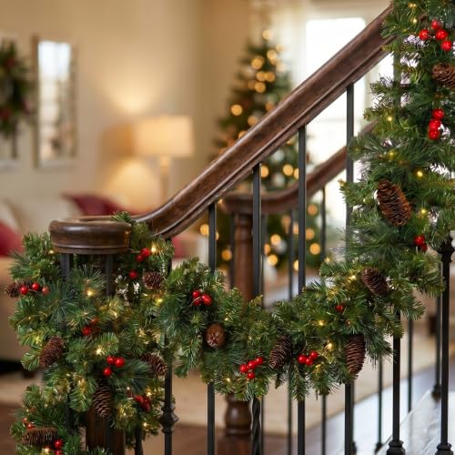 National Tree Company 9ft Pre-Lit Crestwood Spruce Christmas Garland (Plug In)