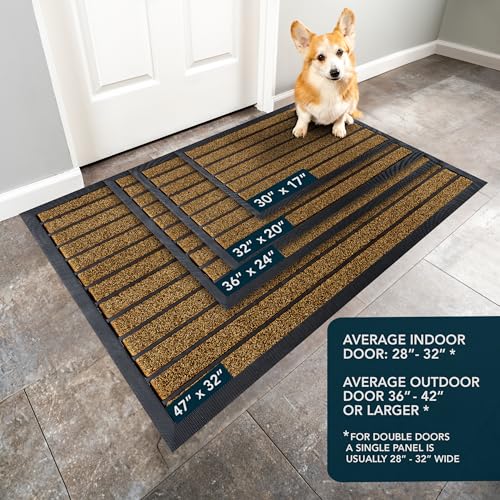 Extra Durable Outdoor Door Mat - 32 x 20 Inch Bright Brown Entrance Rug with Non-Slip Backing
