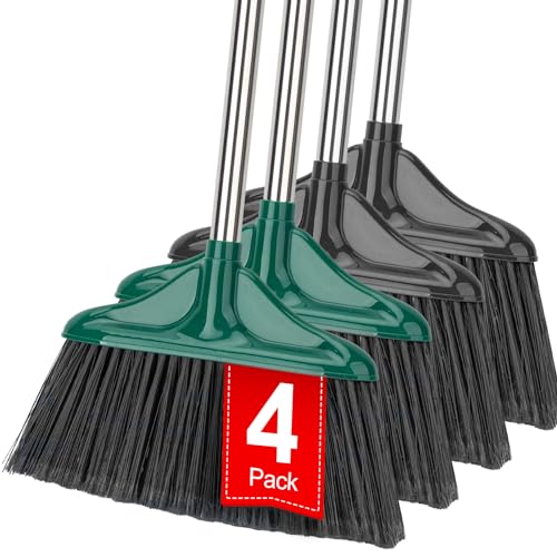 Heavy Duty Indoor & Outdoor Broom with 61-Inch Handle - Green