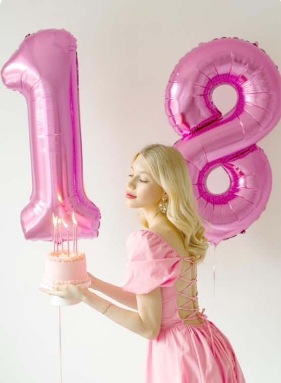 Pink Number 1 Balloon - 40 Inch Foil Birthday Decoration for Boys & Girls | Perfect for 1st, 10th, 11th, 12th, 16th, 18th Celebrations