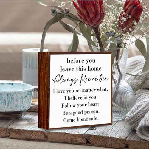Inspirational House to live in Farmhouse, Entryway Decor Wooden Box, Always Remember You are Braver Than You Think Rustic Wood Block Plaque Box Sign for Family Friends Shelf Table Decoration. £¨white£©