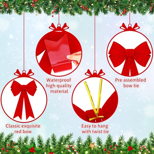 Heartome 2 Pcs Red Christmas Decor Large Velvet Bows 12x24 Inches for Indoor & Outdoor Holiday Decorations