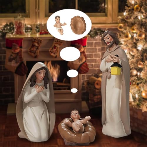 Kambanan 11PCS Nativity Scene Set - Hand-Painted Resin Holy Family Christmas Decor
