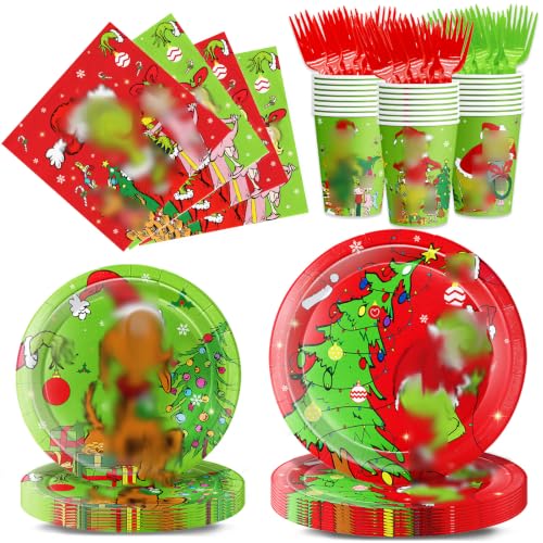 Christmas Party Plates and Napkin Set - 120pcs Holiday Dinnerware Assortment