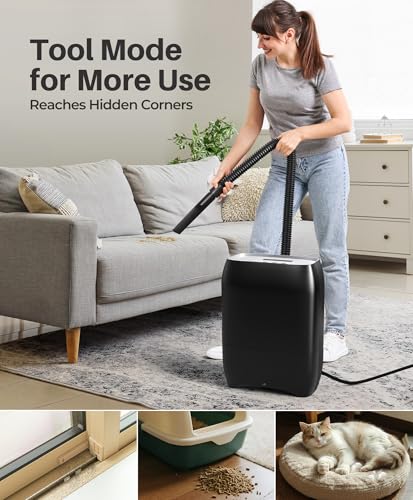 LyriFine Black Touchless Vacuum Dustpan Set with 6 Dustbags, 20Kpa Suction, 2 Modes