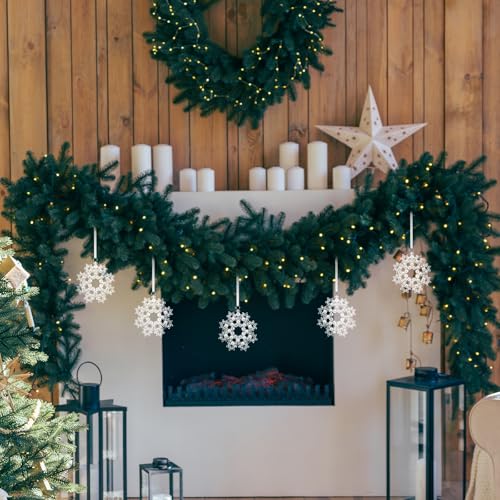 Halloscume 5 Pack Crystal Beaded Snowflake Christmas Ornaments, White