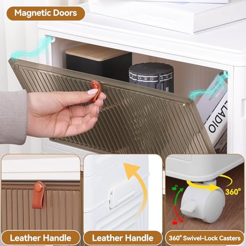 Large 170 Qt Stackable Storage Bins with Lids - 5 Layers, Wheels & Clear Doors