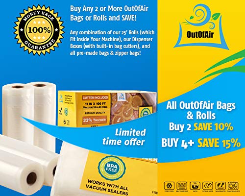 100 Quart Size Vacuum Sealer Bags - 8x12 Inches, Thick BPA-Free Food Storage