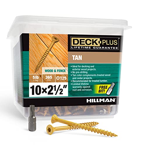 Deck Plus #10 x 2-1/2 Inch Deck Screws, 365 Pieces, Tan - Self-Drilling & Corrosion-Resistant