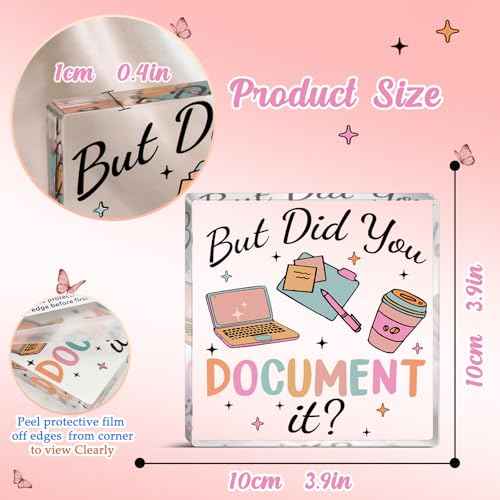 Office Decor Gift For Man Women Acrylic Square Sign Funny Decorative Plaque Office Desk Accessories But Did You Document It Desk Decorations For Home Shelf Boss's day gifts