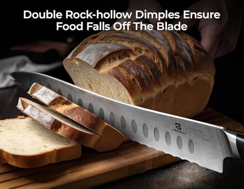 Piklohas Resharpenable Bread Knife 10 Inch - Offset Handle, Serrated Edge
