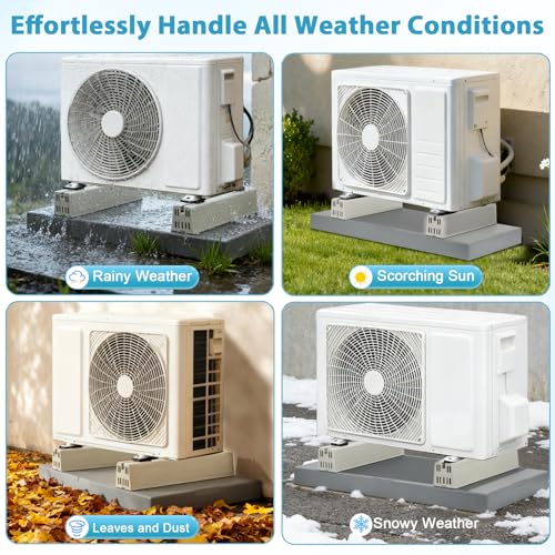 Kalageen 38x18x3 Mini Split Condenser Pad with Floor Mounting Base Kit, Anti-Vibration AC Pad for 9000-36000 BTU Heat Pump