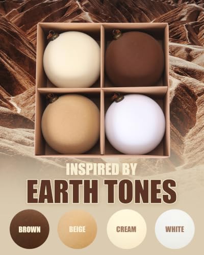 Sea Team 4-Pack 150mm Flocked Velvet Christmas Ornaments, Earth Tones