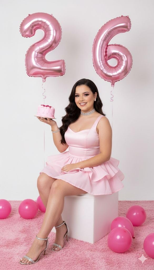 Number Balloons 40 - 40 Inch Pastel Pink Foil Decorations for 40th Birthday & Engagement Celebrations