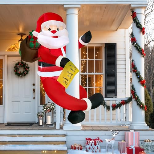 OurWarm 6 ft Christmas Inflatable Santa with Gift Bag • Built-in LED Lights