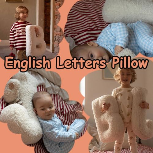 Letter Plush Pillow Soft Initial Throw Cushion Letter Hugging Throw Pillows Decorative Alphabet Throw Pillows for Bed Couch Letter Pillows English Alphabet A to Z for Sofa Bedroom Car Nursery Decor