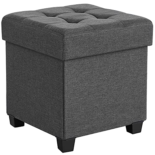 SONGMICS Storage Ottoman Black 15 x 15 x 15.7 Inches Foot Rest & Storage