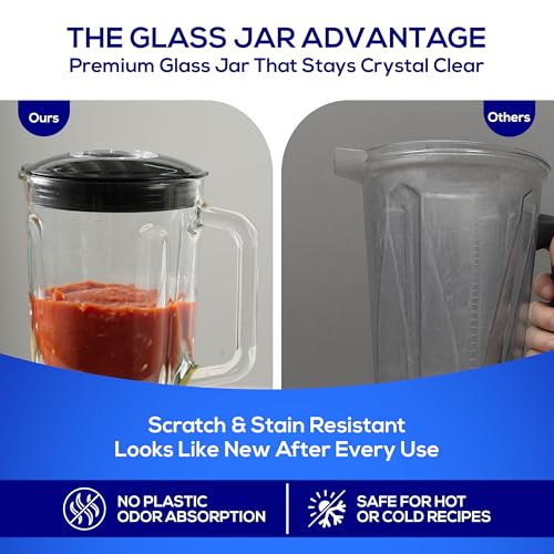 Mass Vital Blender with Glass Jar - 57 Oz, 550W Power, 3-Speed Control