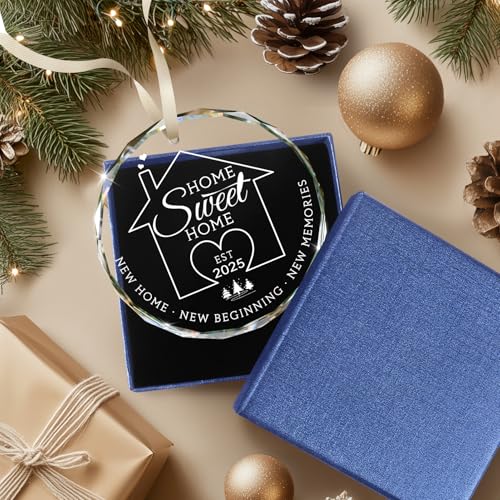 House Warming Gifts New Home, Housewarming Gifts for New H ome 2025, Home Sweet Home Glass Ornament 2025 New Home GIF ts for Couple First Christmas in New House Christmas Tree Ornaments