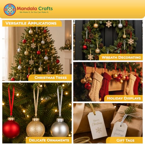 Red Christmas Ribbon Ornament Hangers Loops, 100 pcs - Handmade & Reusable