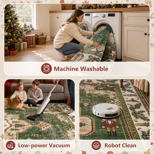 Engiw Christmas Tree Rug 2x3 ft Washable Non-Slip Xmas Carpet for Living Room & Entryway