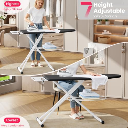 KINGBOARD Black Extra Wide Heavy Duty Ironing Board, Full Size 18x47 Inches