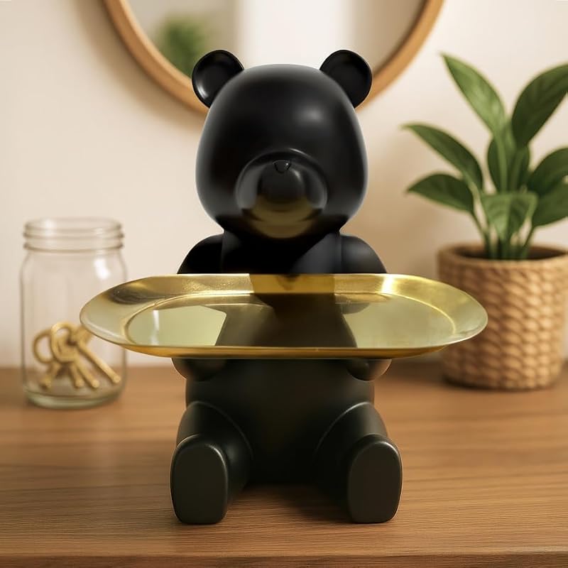 Keyper Bear Matte Black Decorative Key Bowl & Catch-All Tray, Entryway & Home Decor