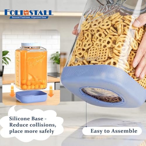 2 Gallon Airtight Glass Storage Jar Set with Dual Seal Lids - Square, Food-Grade, Bulk Pantry Organizer