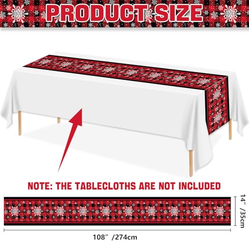 Hegbolke 6 Pack Christmas Table Runners 14 x 108 Inch Red & Black Buffalo Plaid Holiday Decor