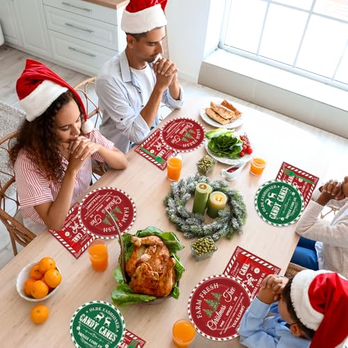 GOLDGAO 200Pcs Christmas Plates & Napkins Set, 9in & 7in Green Red Holiday Dinnerware – 50 Guests, 50 forks