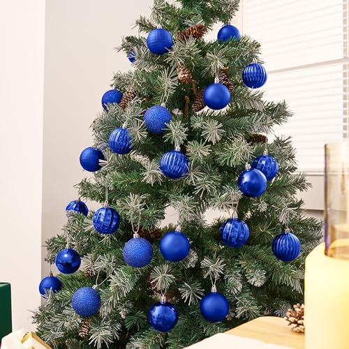 Joiedomi Blue 24 Pcs Christmas Ball Ornaments Set 2.36" Shatterproof Decorations