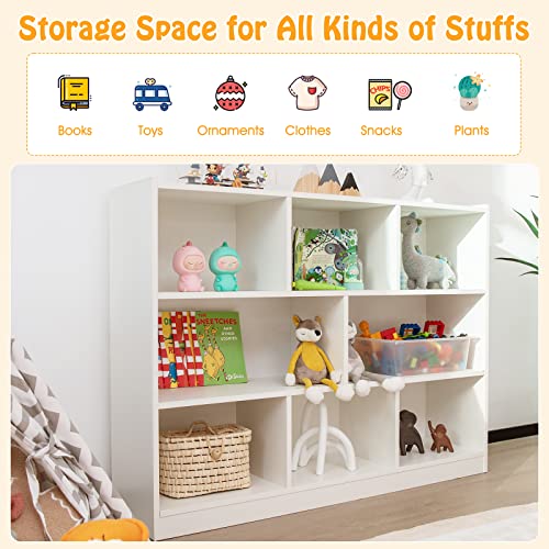 HONEY JOY Kids Storage Organizer White 8-Section Wooden Classroom Shelf