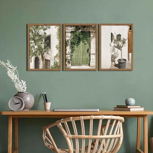Olive Green Italy Wall Art - Framed Vintage City Landscape Canvas, 24x16