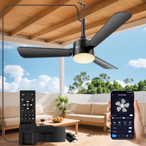 PBLALA Ceiling Fans with Lights,36.5" Plug in Fan Light,Gazebo