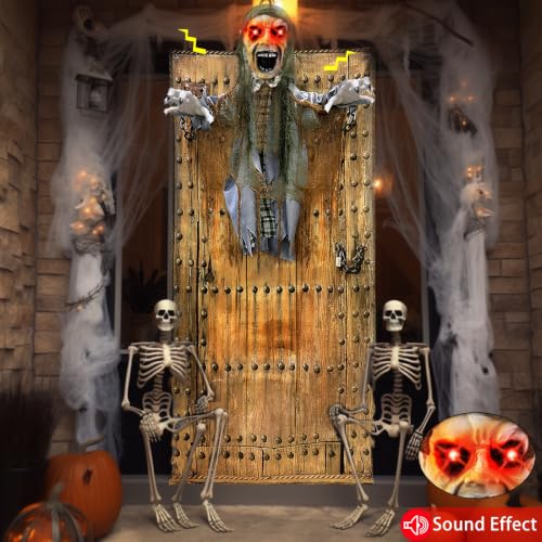 76-Inch Halloween Animatronic Zombie Ghost for Outdoor Decorations - Sound-Activated, Reusable Horror Prop